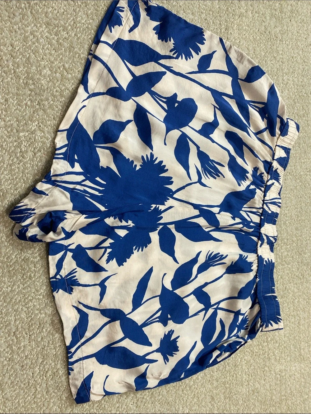 Anthropologie Blue Floral High-Waist Shorts Size L 100% Viscose